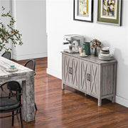 MOBILETTO MULTIUSO STILE RUSTICO CON 4 RIPIANI PORTAOGGETTI REGOLABILI IN LEGNO 120X37X75 CM GRIGIO