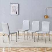 Set 4 Sedie da Pranzo ¨C MINIMAL ¨C Grigio Chiaro, Similpelle, Gambe in Metallo Argento