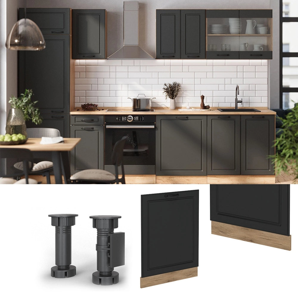 Pannello frontale della lavastoviglie R-Line Antracite rustico/Rovere dorato 60 cm, PL Rovere Vicco