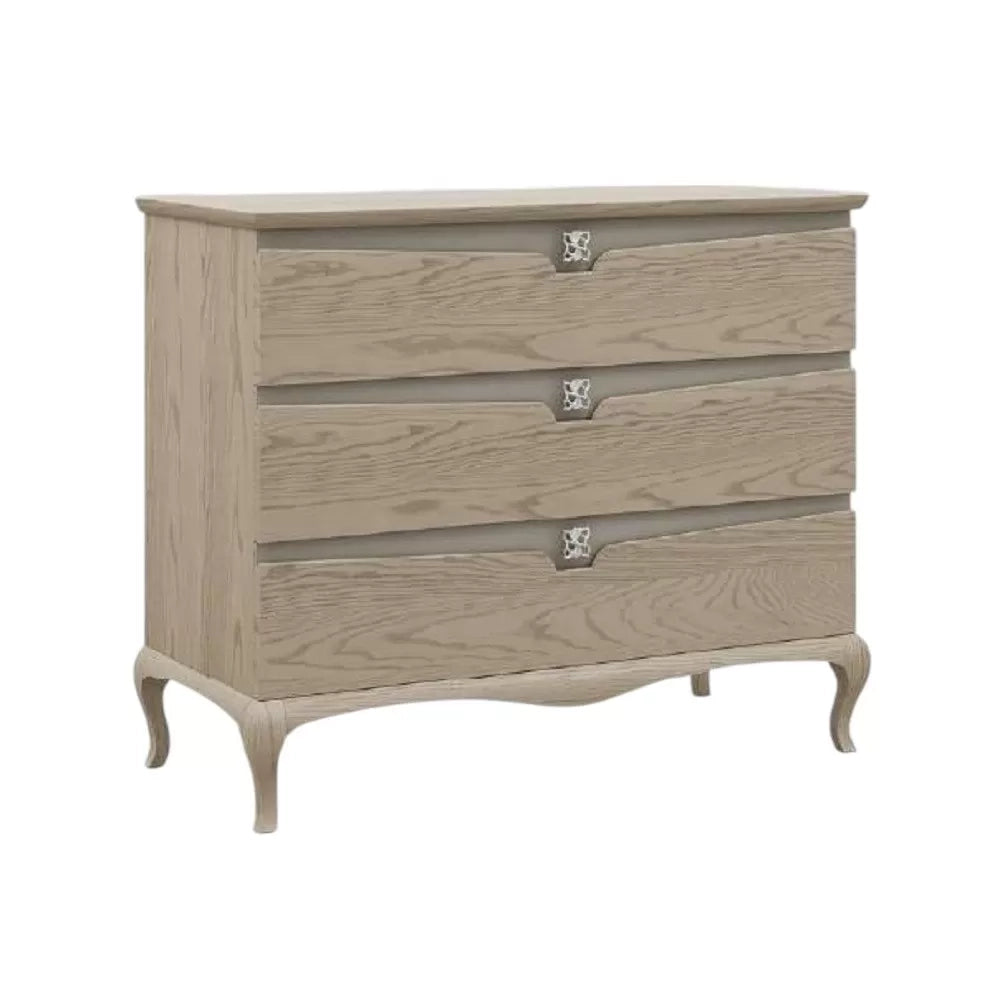Cassettiera 3 cassetti moderna in legno frassino grigio 124x55x103 - Mobili 2G