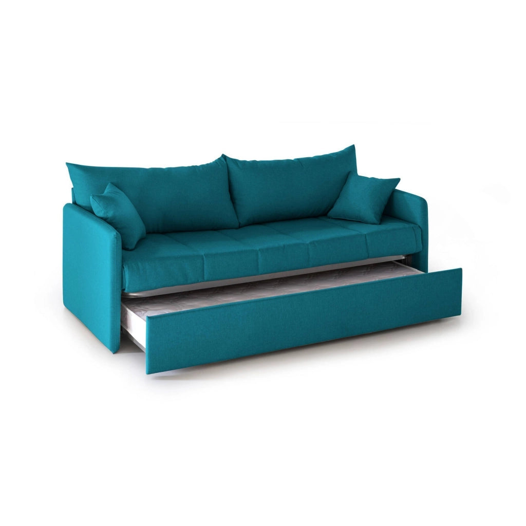 Avellana, Divano Letto 3 Posti Sfoderabile Made in Italy, 205x86 cm Azzurro