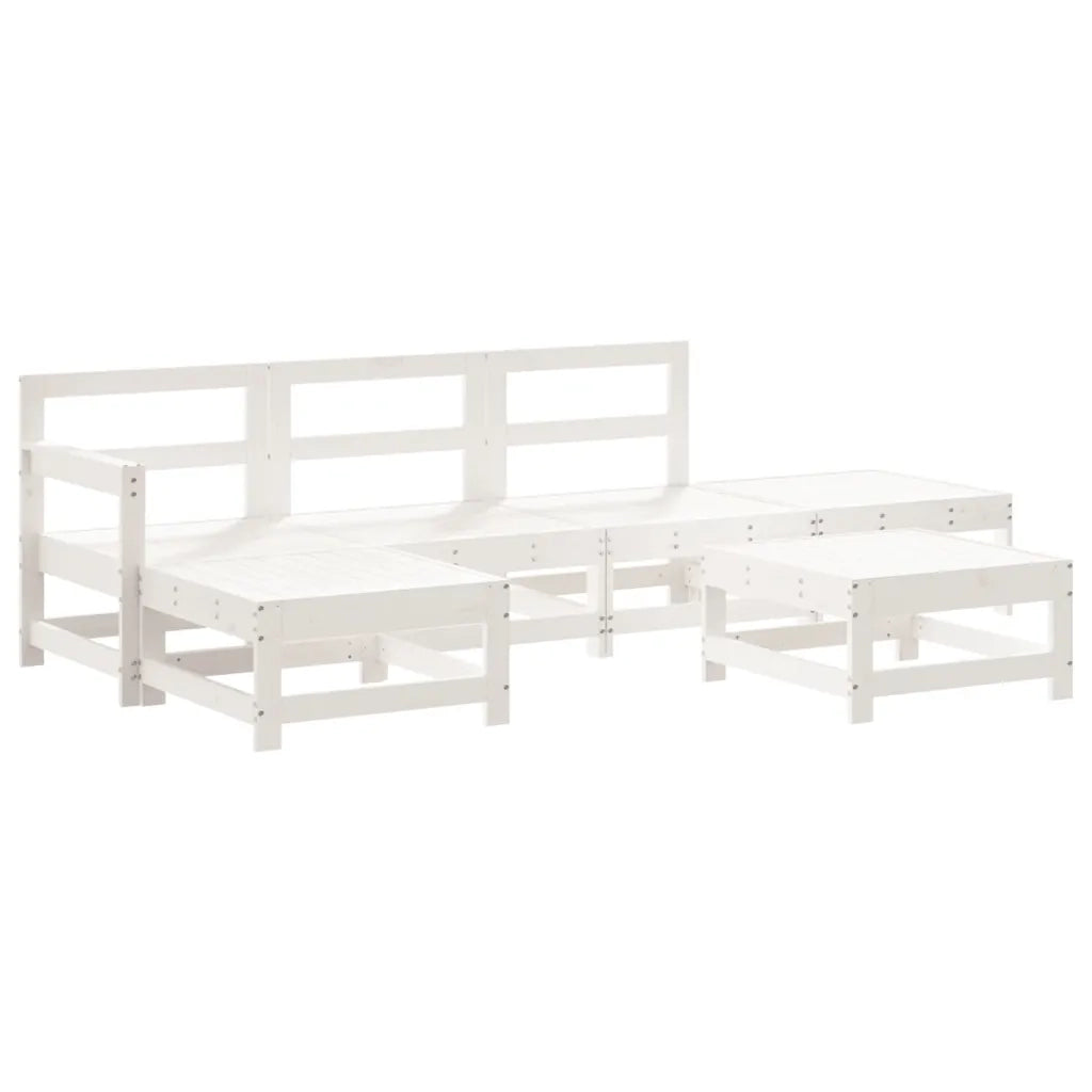 Set Salotto da Giardino 6 pz Bianco in Legno Massello di Pino
