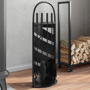 Set Attrezzi per Caminetto 5 pz-Kit per Caminetto 23x15x66 cm in Acciaio