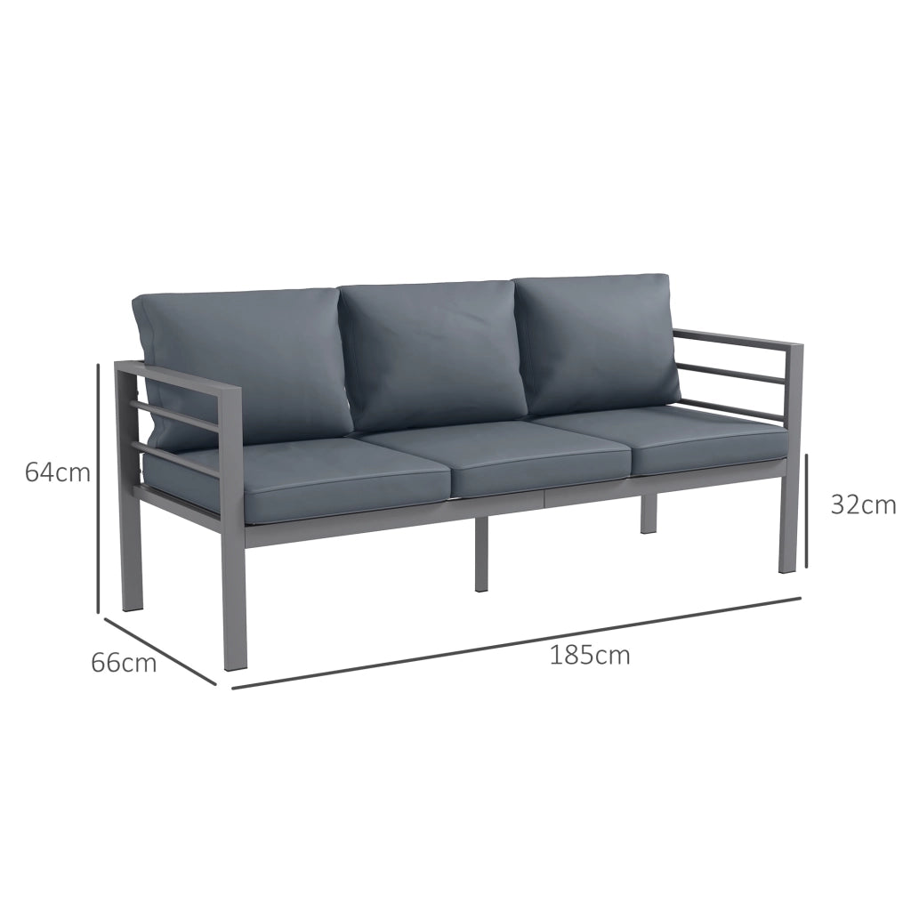 Divano da giardino 3 posti con cuscini ¨C zephmum ¨C grigio, alluminio, 185x66x64 cm