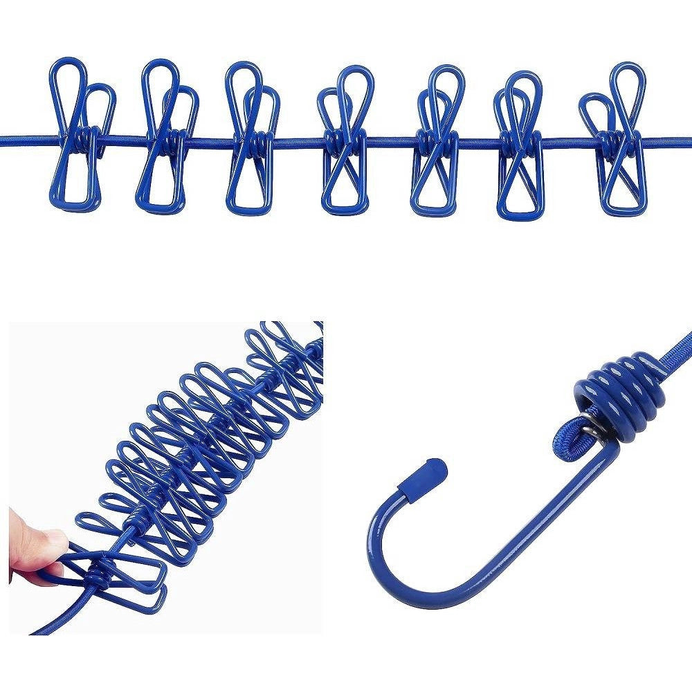 Trade Shop - Corda Stendibiancheria Filo X Bucato Con 12 Mollette 180cm Uso Esterno Flessible -