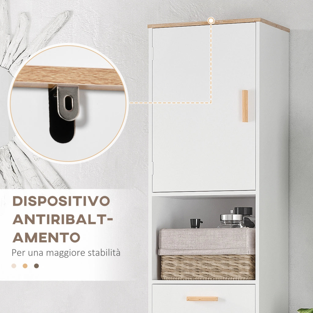 Mobile Salvaspazio Bagno Mobile a Colonna in Legno Bianco
