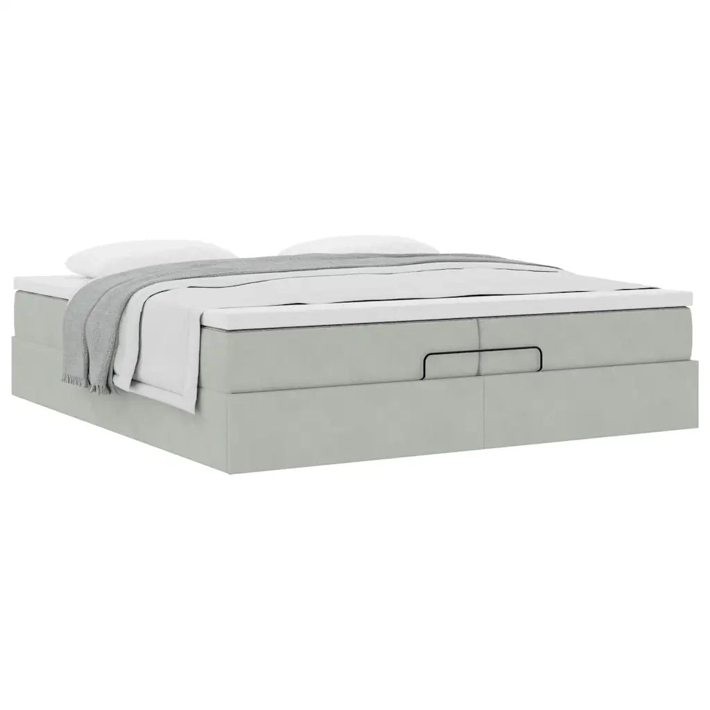 Struttura Letto Pouf con Materassi 200x200 cm Velluto