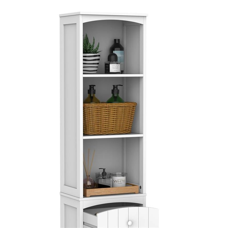 MOBILETTO A COLONNA MDF SALVASPAZIO PER BAGNO 35X24X170 CM BIANCO