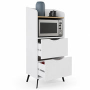 Mobile Multiuso Bianco con 2 Cassetti e 1 Ripiano Effetto Legno 60x36x136 cm