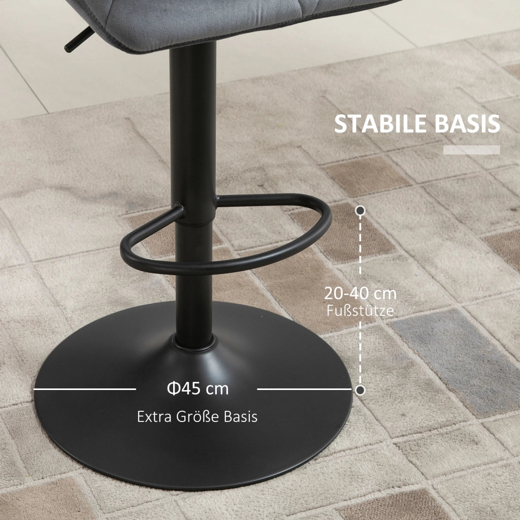 Sgabello da bar set 2 pezzi imbottito ¨C Xylo ¨C Velluto grigio, metallo, girevole 360¡ã, regolabile
