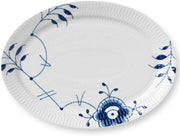Piatto in Porcellana Fluted Mega Oval in Bianco e Blu, Dimensione: 28 cm, 1016912