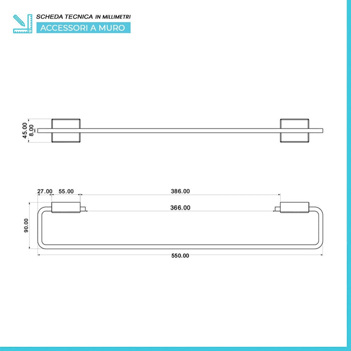 Set accessori a muro 5 pezzi in acciaio cromato e viti incluse  Velvet