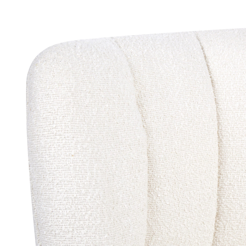 Sedia da scrivania per l'ufficio domestico in bouclè bianco con base girevole in ferro, schienale reclinabile, regolazione in altezza, stile retrò