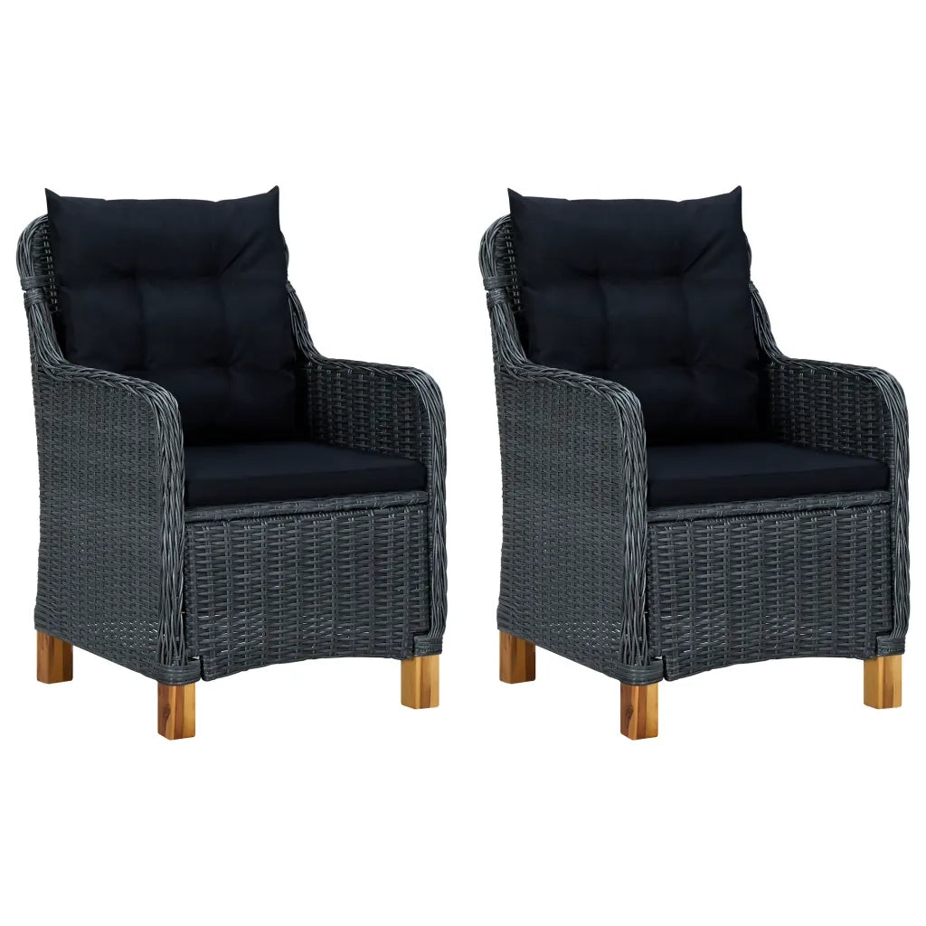 Set Divani da Giardino 3 pz con Cuscini Polyrattan Grigio Scuro cod mxl 42222