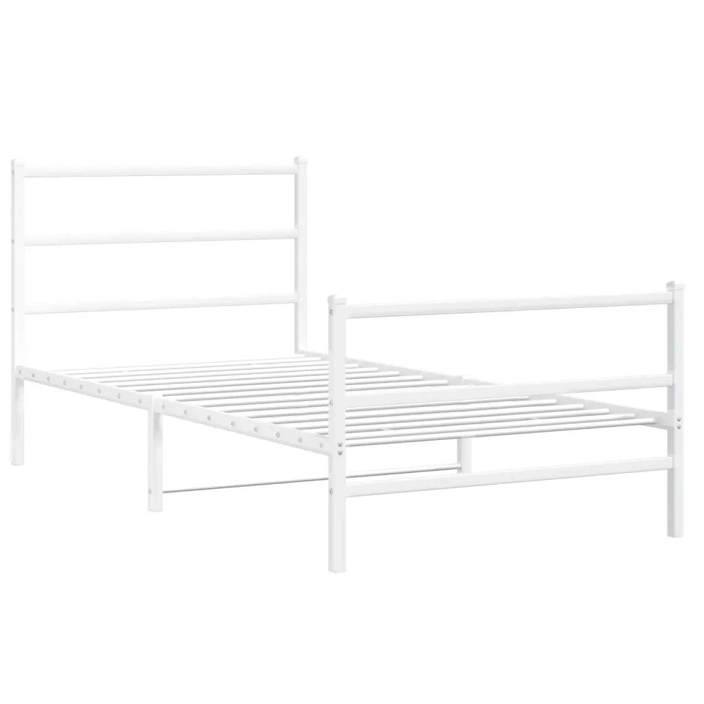 Giroletto con Testiera e Pediera Metallo Bianco 107x203 cm 355428