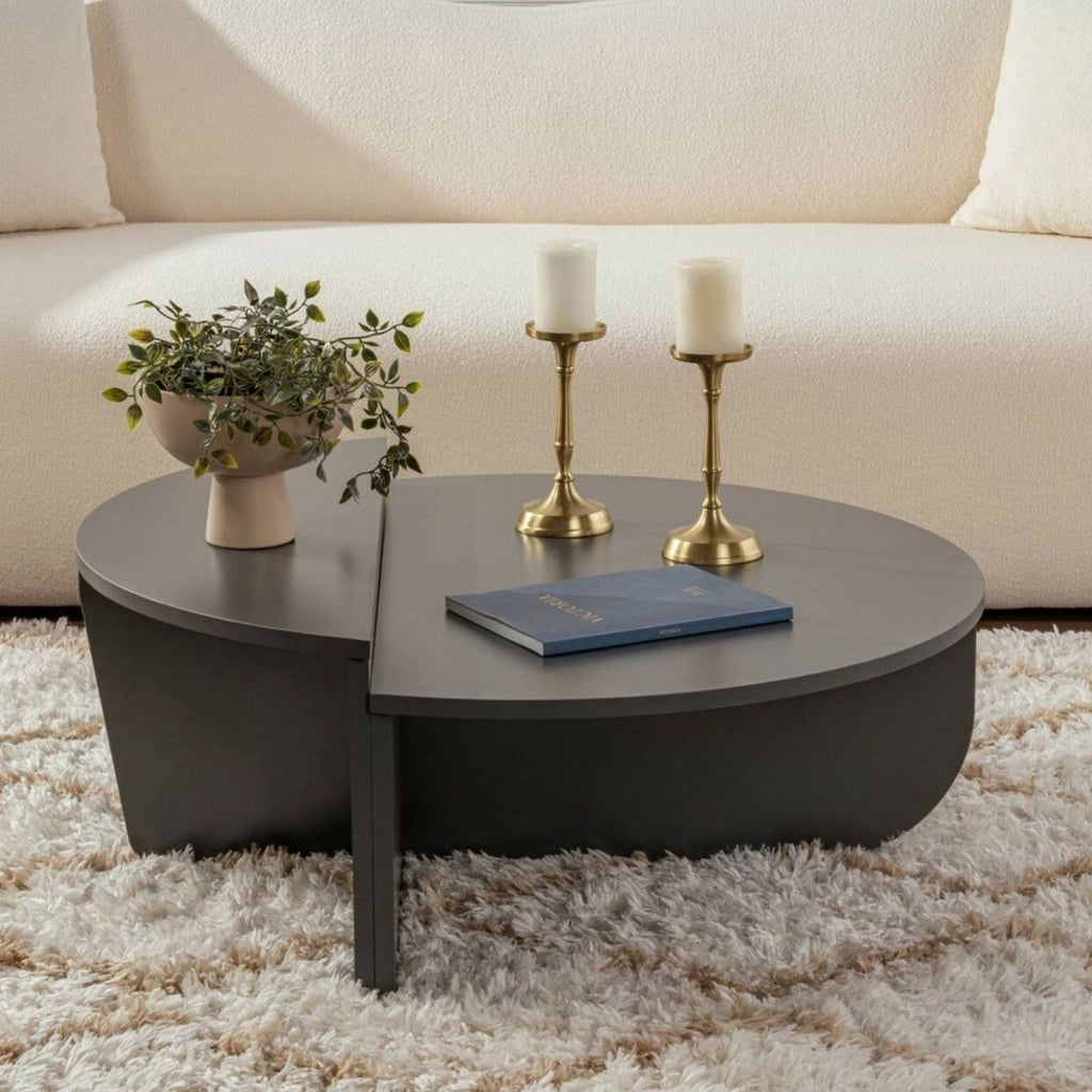 Tavolino da salotto Feyre, Tavolo basso da caffè, Portariviste per divano, Ripiano da soggiorno, 90x60 h35 cm, Antracite