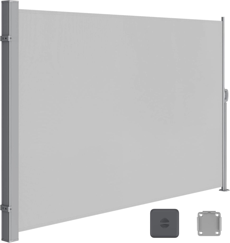 SONGMICS Paravento da Esterno, Tenda da Sole Laterale, Antiruggine, Estensibile, 200 x 300 cm, Frangivista, Parasole Ombreggiante, Tenda da Esterno Balcone Terrazzo Giardino, Beige GSA200K02