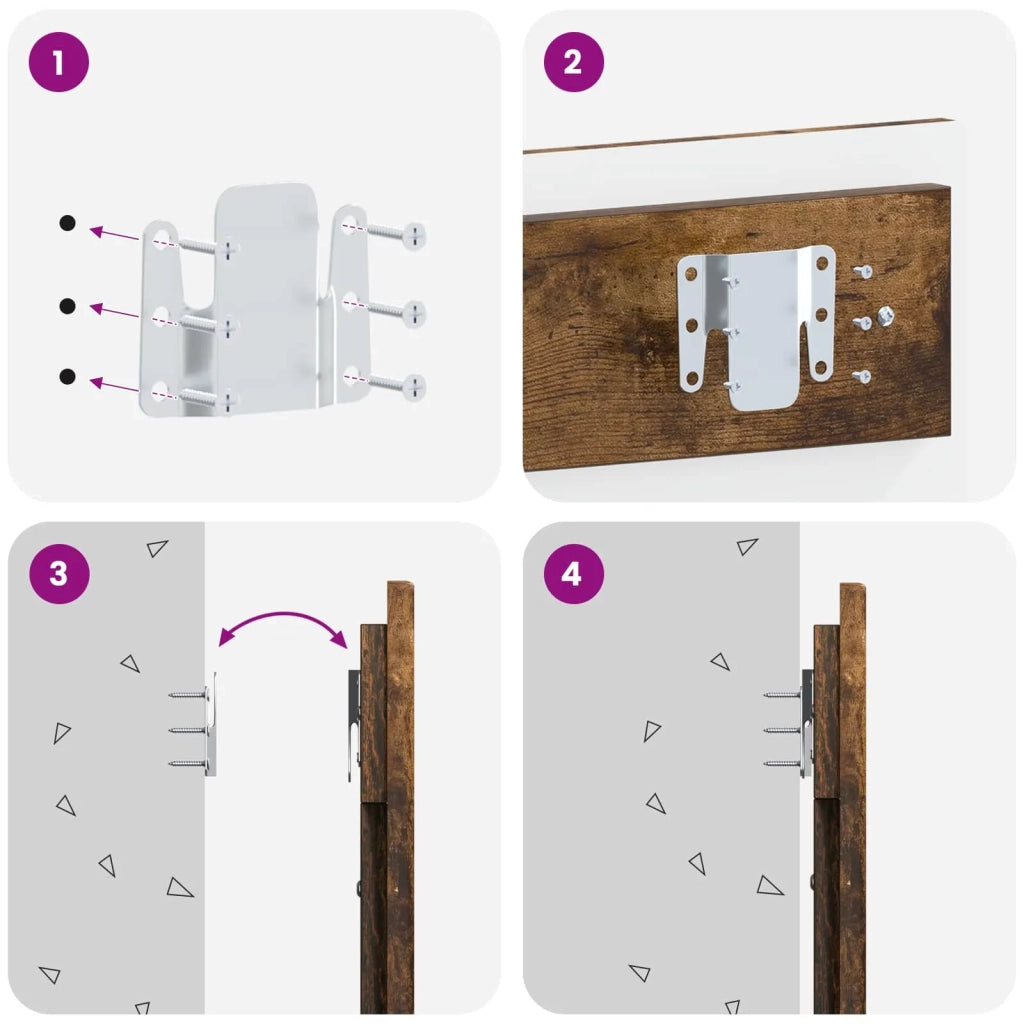 Testiera da Muro HOORN Rovere Fumo Legno ingegnerizzato 897420