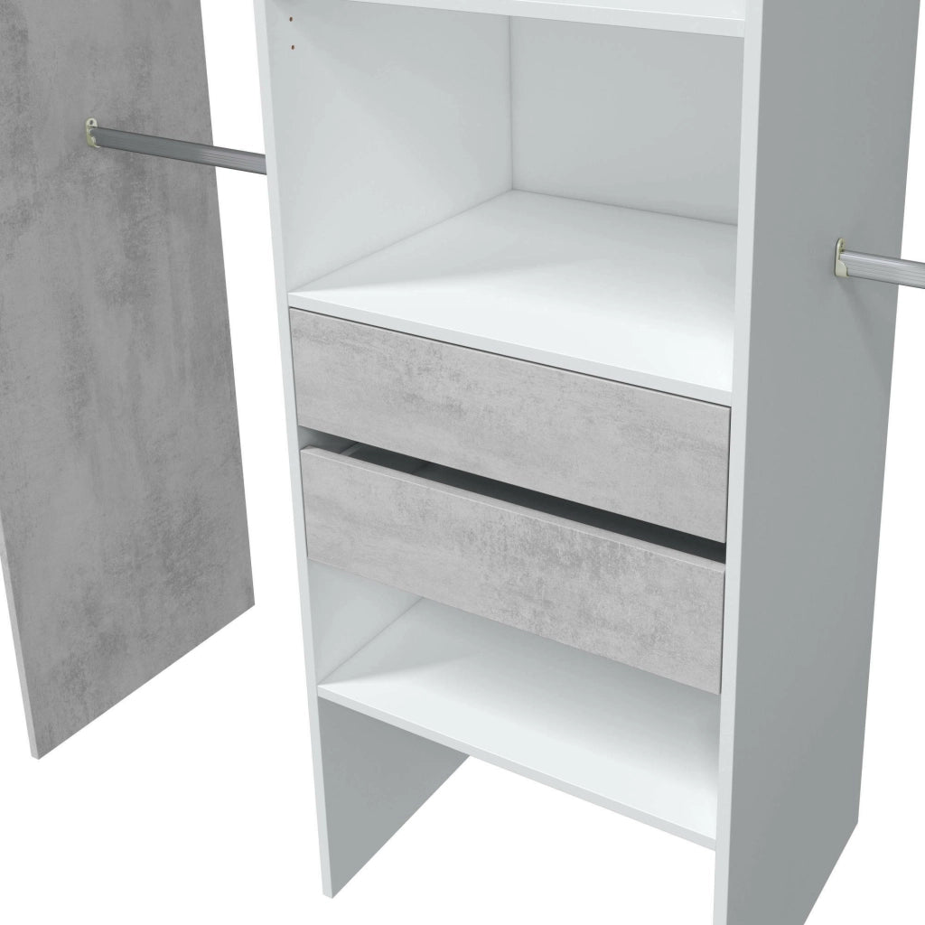 Guardaroba Amico, Struttura per cabina armadio, Armadio aperto senza ante, Cabina armadio, cm 179x50h202, Bianco e Cemento