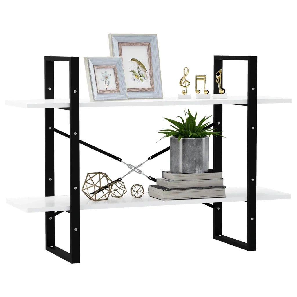 Libreria a 2 Ripiani Bianca 100x30x70 cm in Legno Multistrato 806467