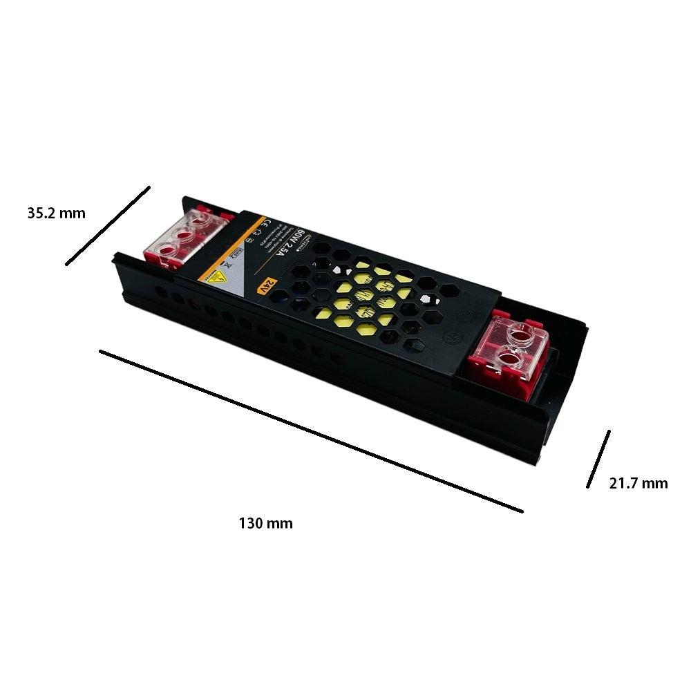 Alimentatore trasformatore slim ultra sottile 24V 2.5A 60W nero AC 180V - 240V led telecamere