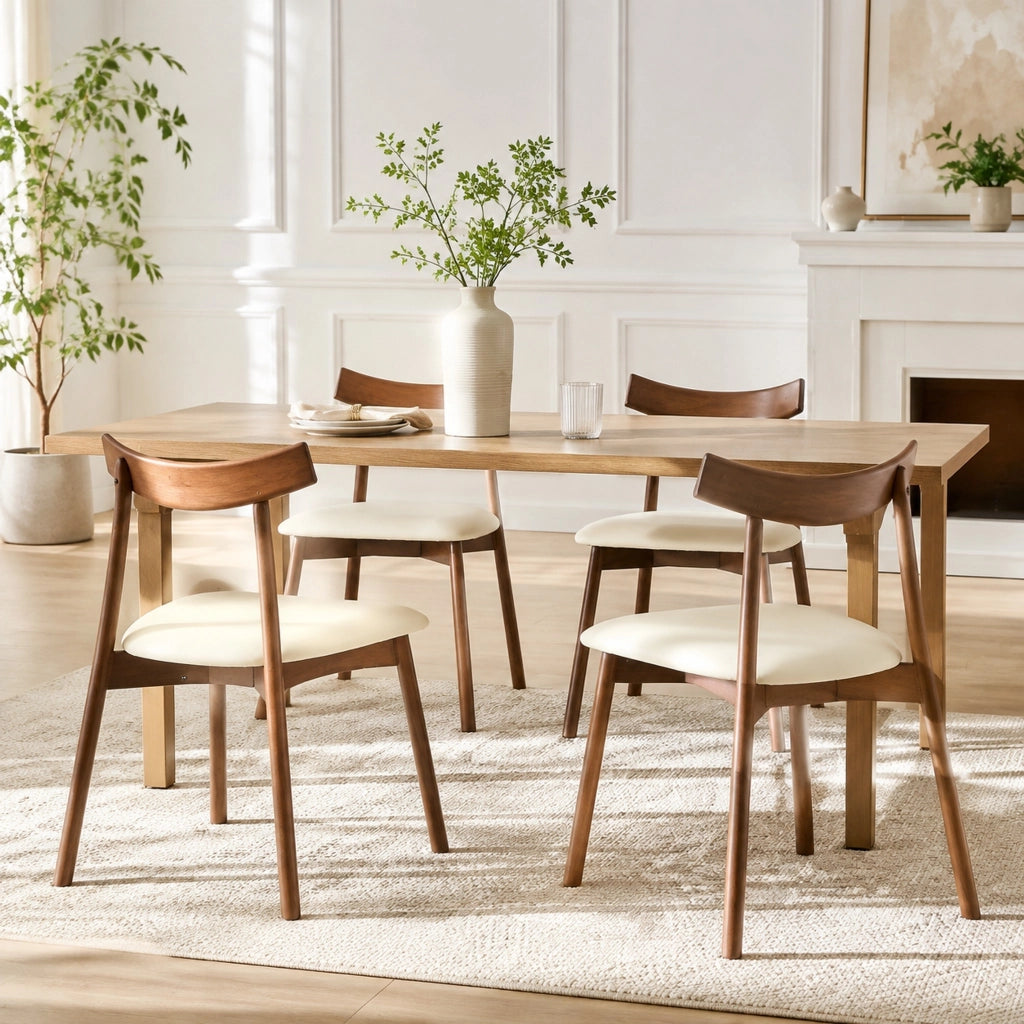 Set di 2 sedie da pranzo con schienale ergonomico; seduta imbottita in legno bianco
