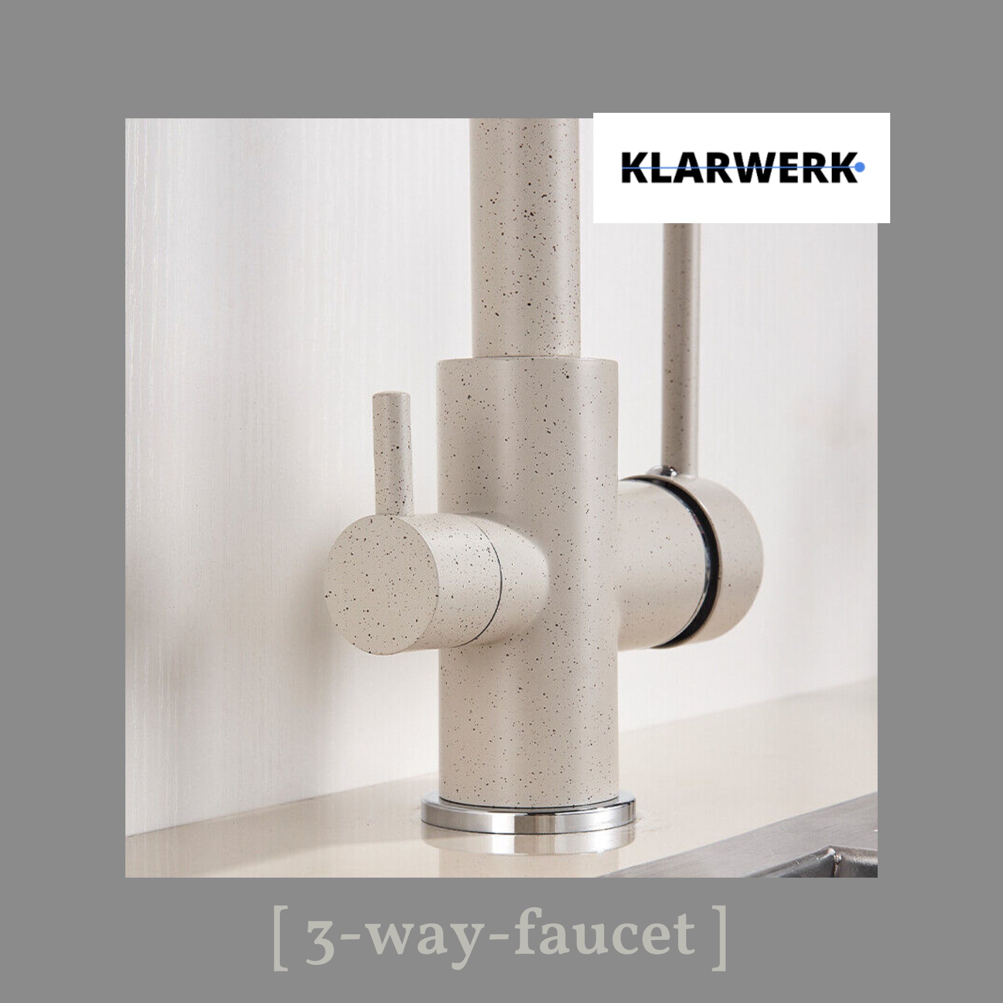 FELIX | Rubinetto per acqua potabile a 3 vie color beige sabbia | miscelatore da cucina ad osmosi in acciaio inossidabile | Filtro 3 connessioni