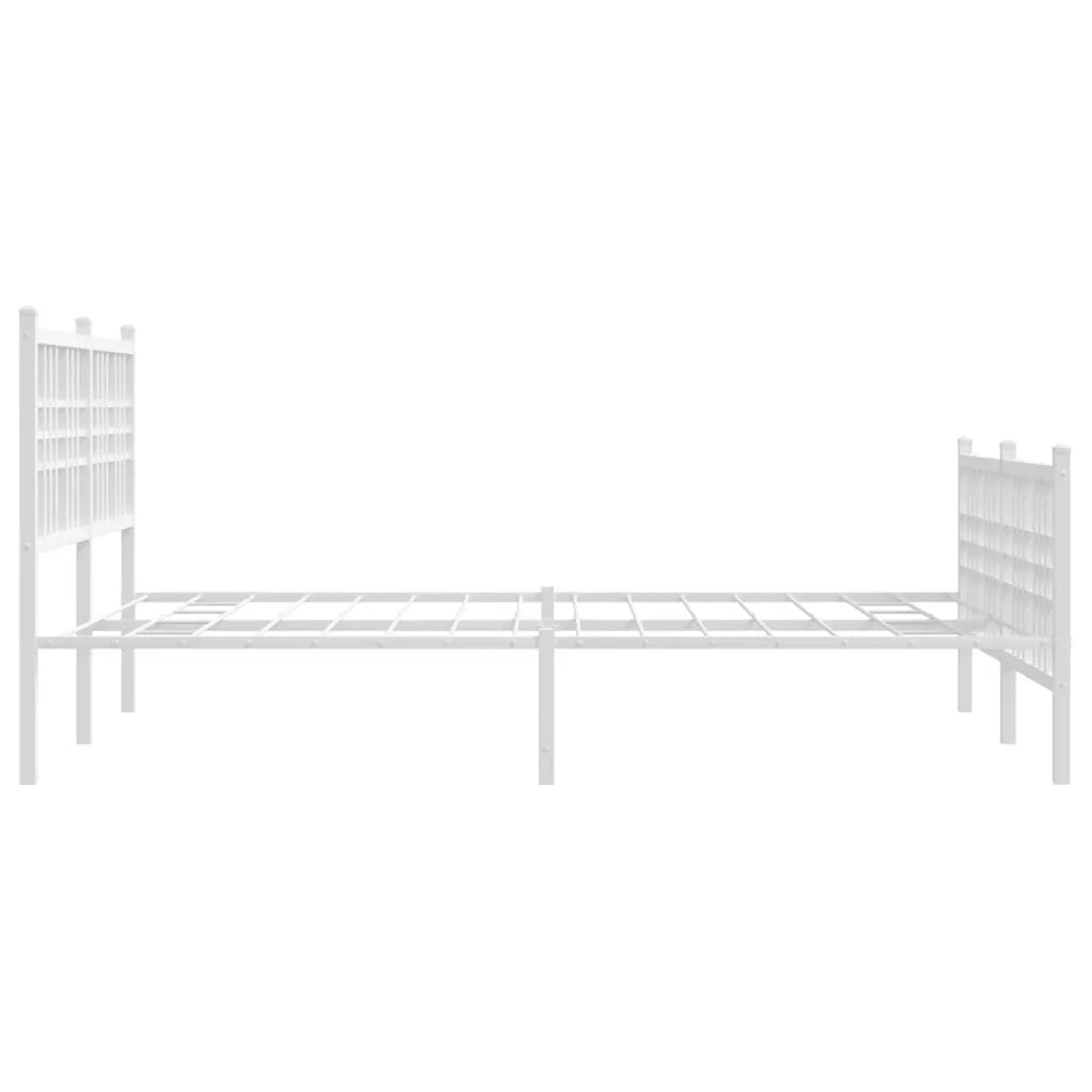 Giroletto con Testiera e Pediera-Struttura Letto Metallo Bianco 137x190 cm 578232