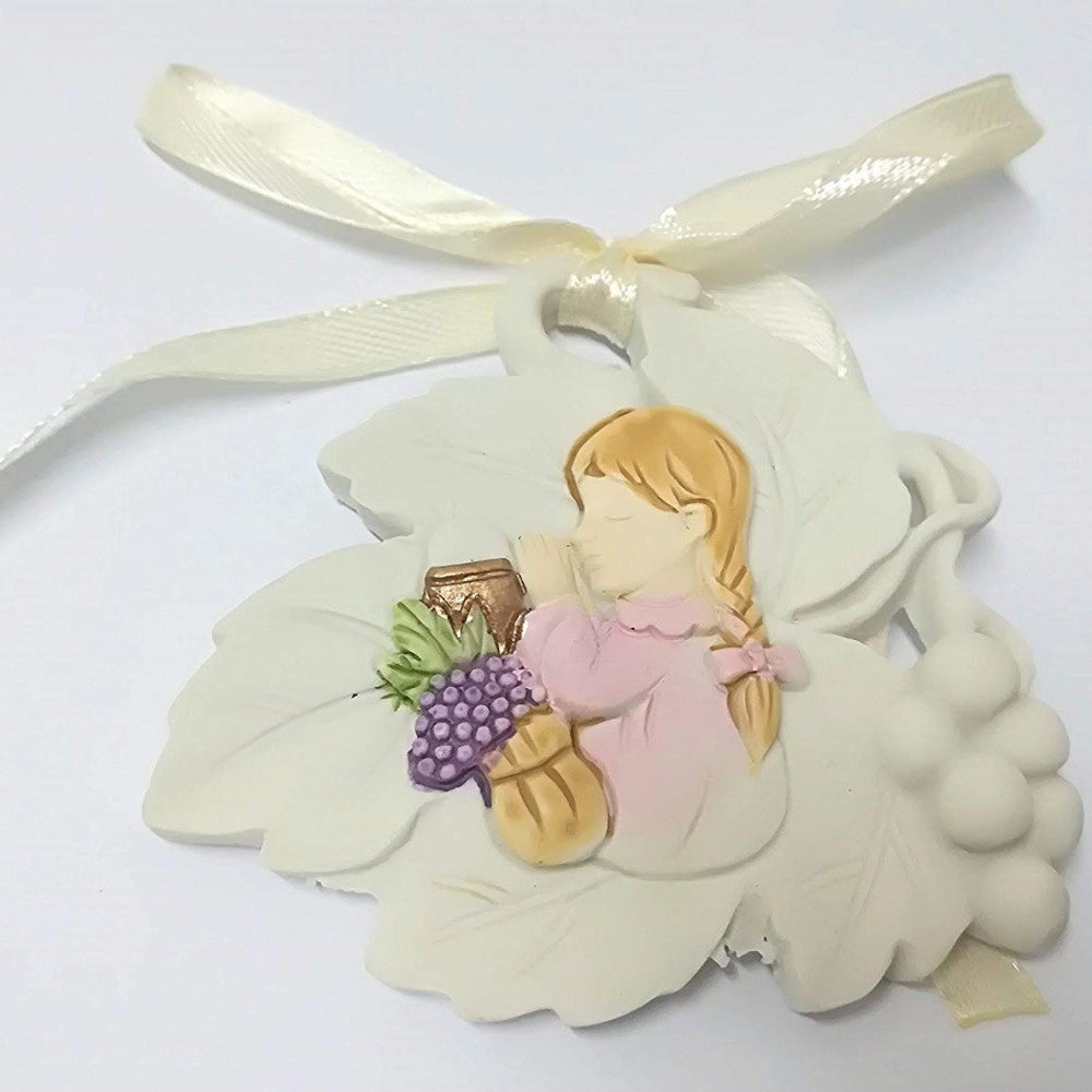 Trade Shop - Set 12 Pezzi Bomboniera Bomboniere Comunione Bambina 7x7cm Foglia Foglie Sacro -