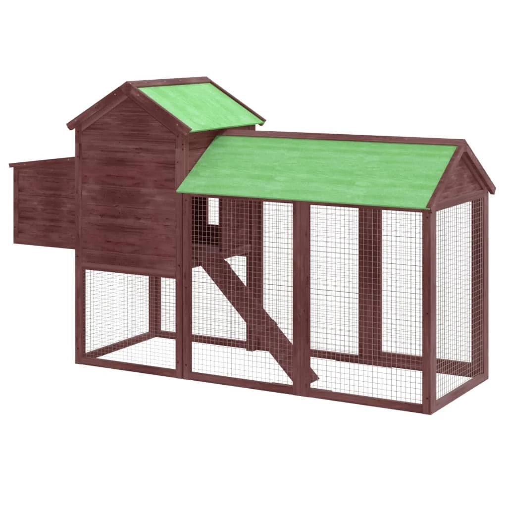 Pollaio/recinto/gabbia per galline colore moka 193 x 65 x 117 cm legno massello di pino marrone 02_0044020