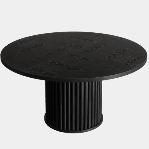Tavolo rotondo da pranzo moderno nero in MDF e metallo; 119;9 cm; per 6 persone