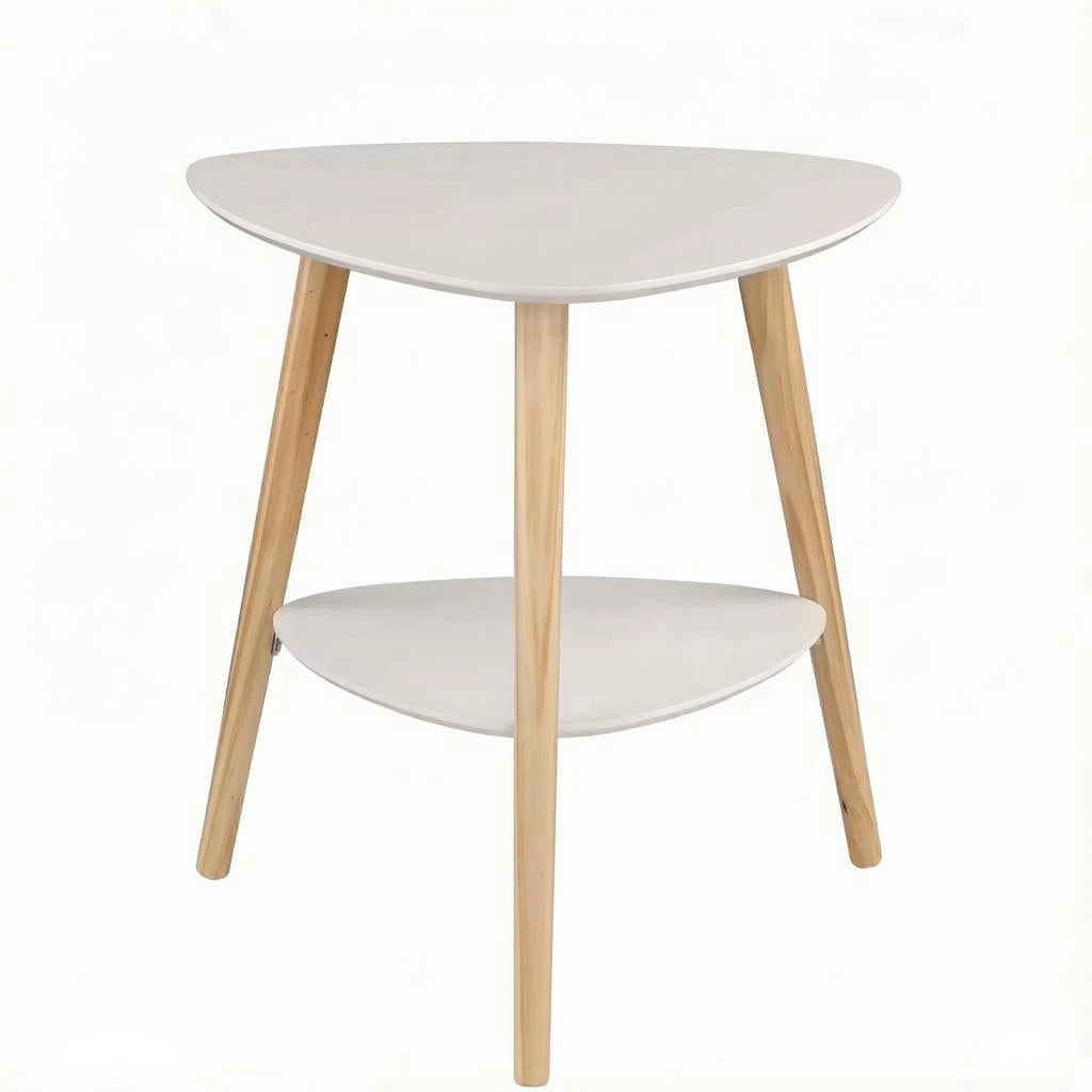 Comodino con 2 ripiani aperti e struttura stabile in MDF e legno massello, bianco per camera da letto, 50×40×55 cm