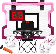 Mini-cesta per bambini - con 3 pompe per pallone - rosa - indoor/outdoor