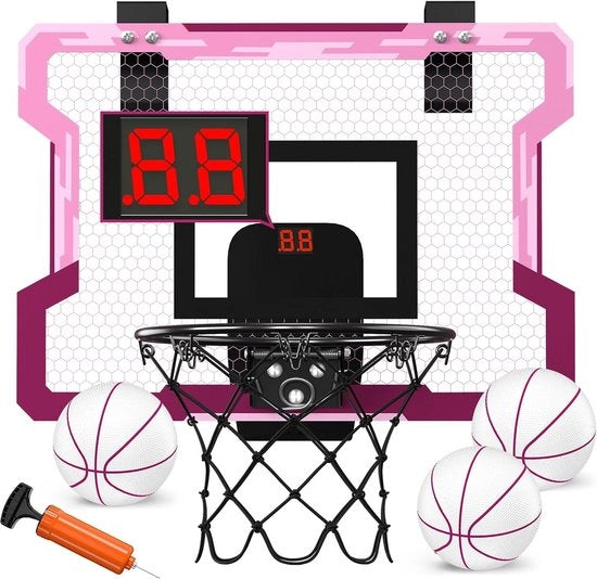 Mini-cesta per bambini - con 3 pompe per pallone - rosa - indoor/outdoor