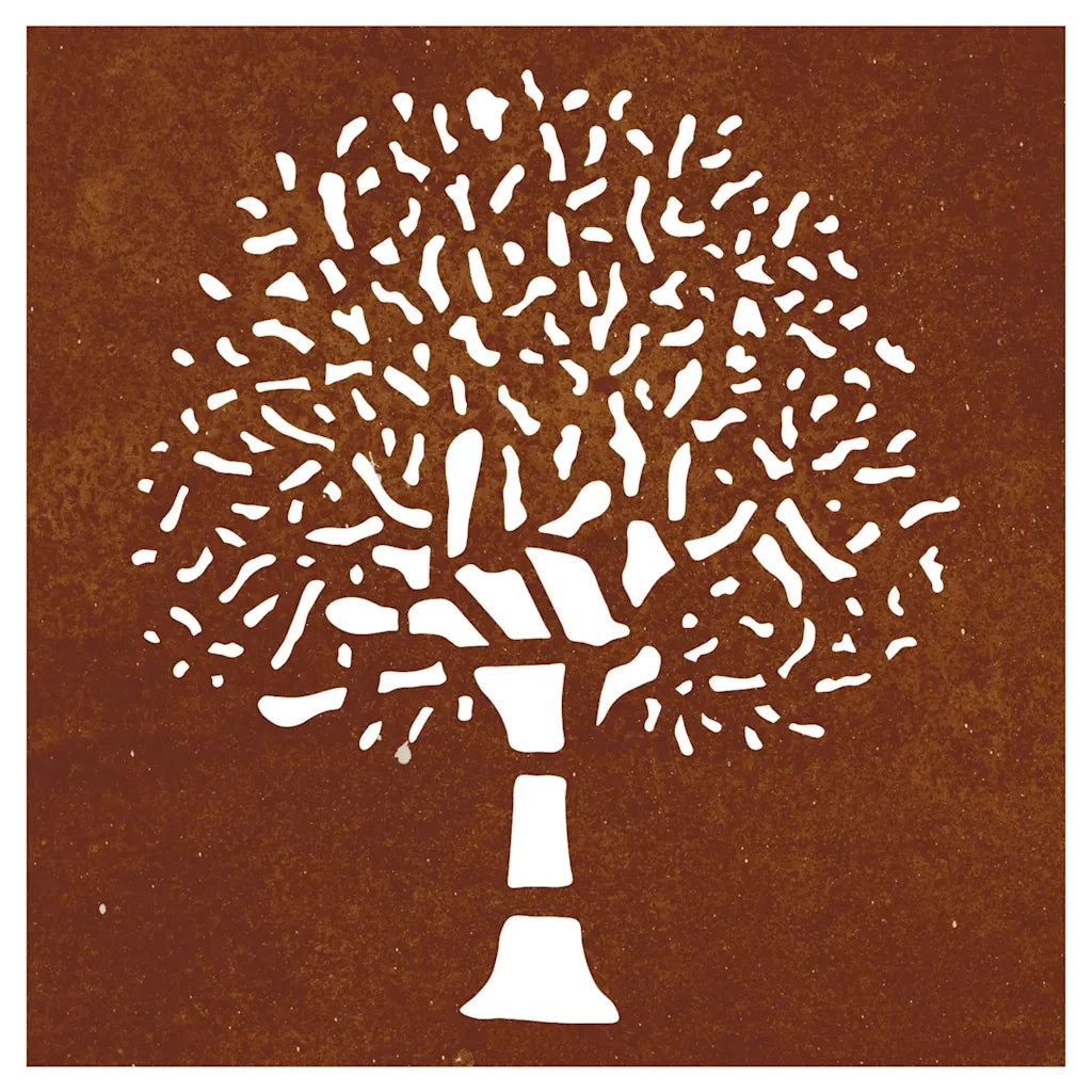 Decorazione Muro da Giardino 55x55 cm Albero in Acciaio Corten 824502