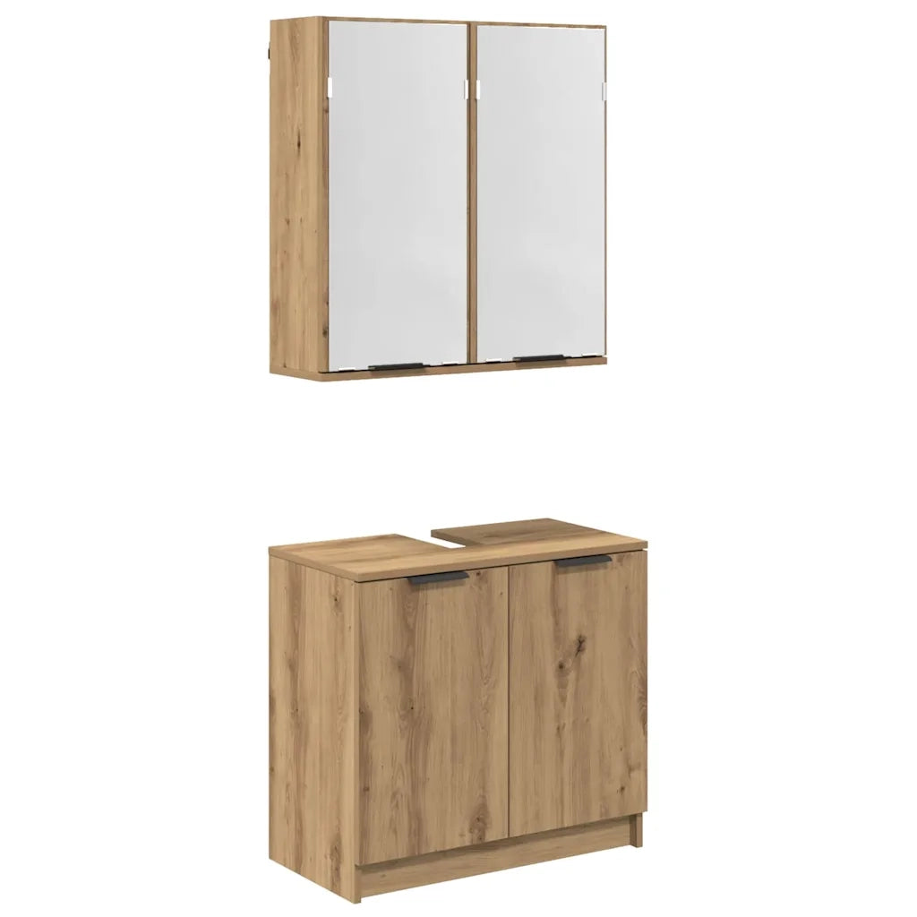 Set di Armadi da Bagno Rovere artigianale Legno multistrato 3415906