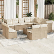Set Divano da Giardino 13 pz con Cuscini Beige in Polyrattan 3218478