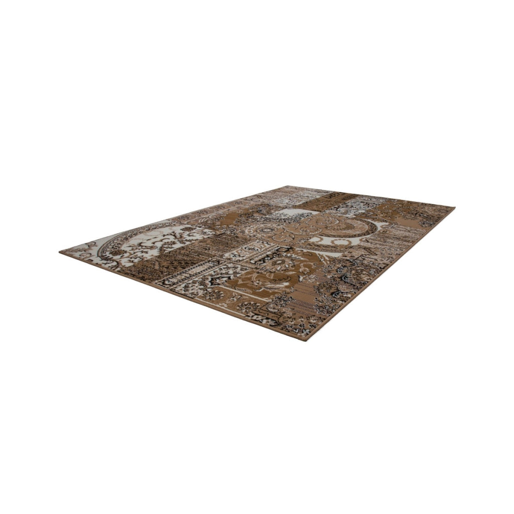 Tappeto Sona 2086 a pelo corto in stile patchwork crema