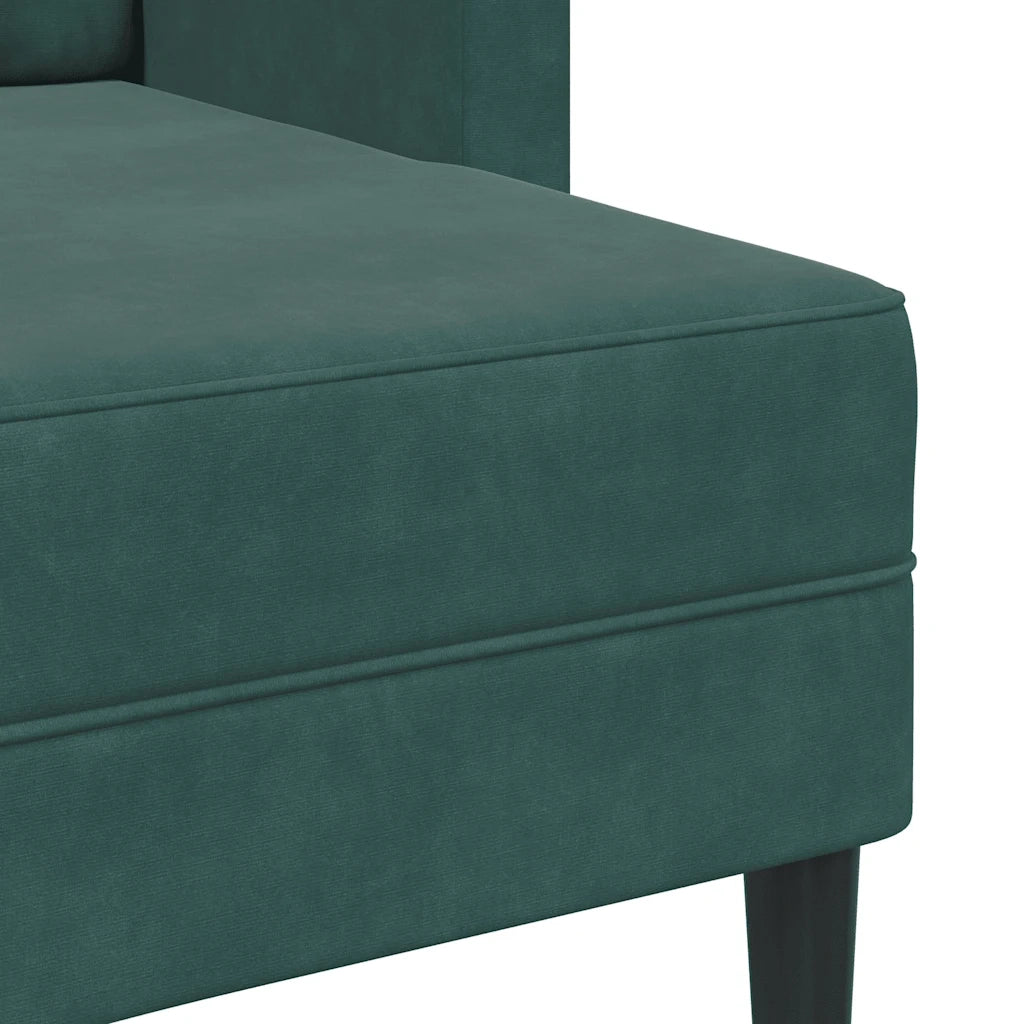 Divano 2 Posti con Chaise longue a L Verde Scuro 125 cm Velluto 4107071