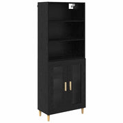 Credenza | Madia | Buffet da pranzo | Armadio da pranzo Rovere Nero 69,5 x 32,5 x 180 cm Legno multistrato