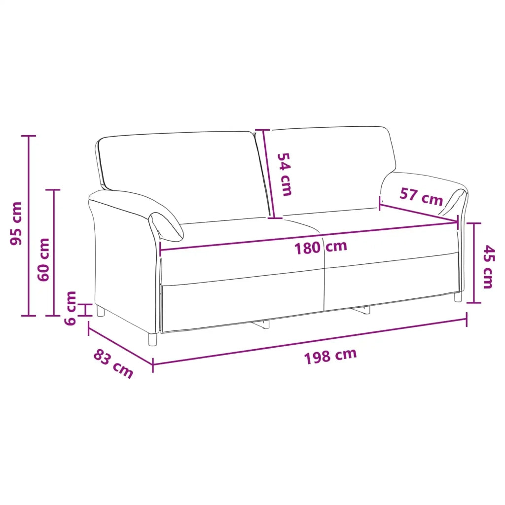 Divano 3-Persone Rosa 198 x 83 x 95 cm Velluto 42033971