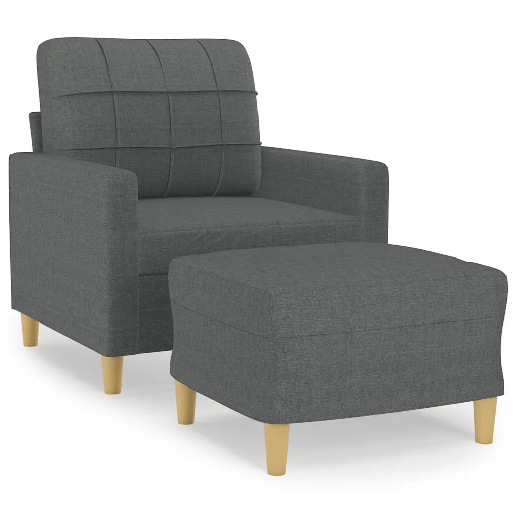 Poltrona con Poggiapiedi Grigio Scuro 60 cm in Tessuto 3200994