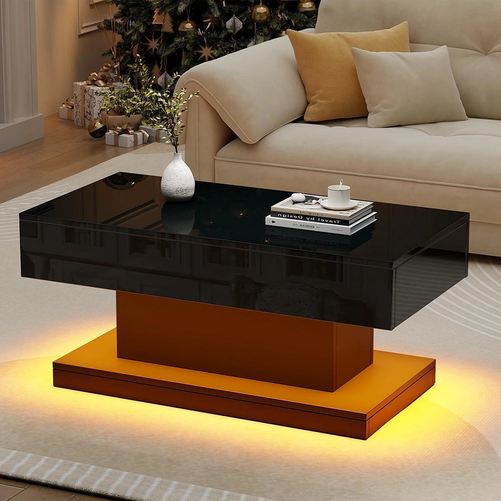Tavolino design - Xylo - 100x50cm LED nero minimalista