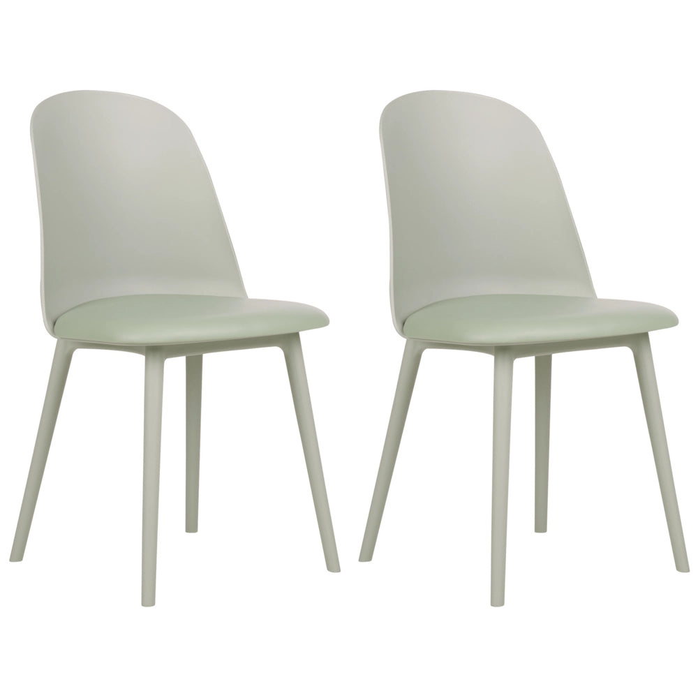 Set di 2 sedie da pranzo Verde chiaro Seduta sintetica imbottita Sedute da cucina Soggiorno moderno e minimalista