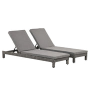 Easycomfort Set 2 Sdraio da Giardino Cuscino Imbottito Regolabile su 6 Livelli in Rattan 196 x 65 x 22 cm, Grigio