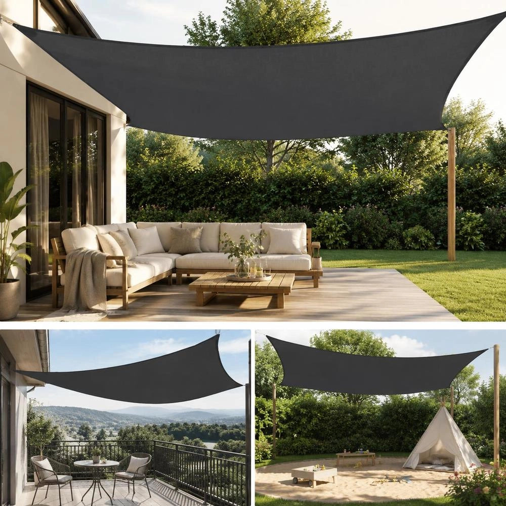 Rectangular Sunshade Sail Made Of Oxford Fabric, 3.5 X 4.5 M, Anthracite