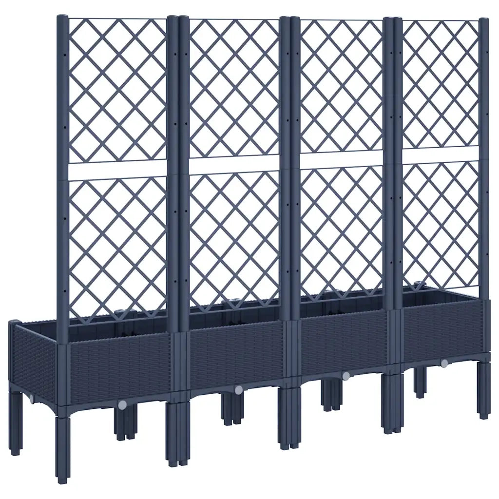 Fioriera Giardino con Traliccio Grigio Blu 160x40x142 cm PP