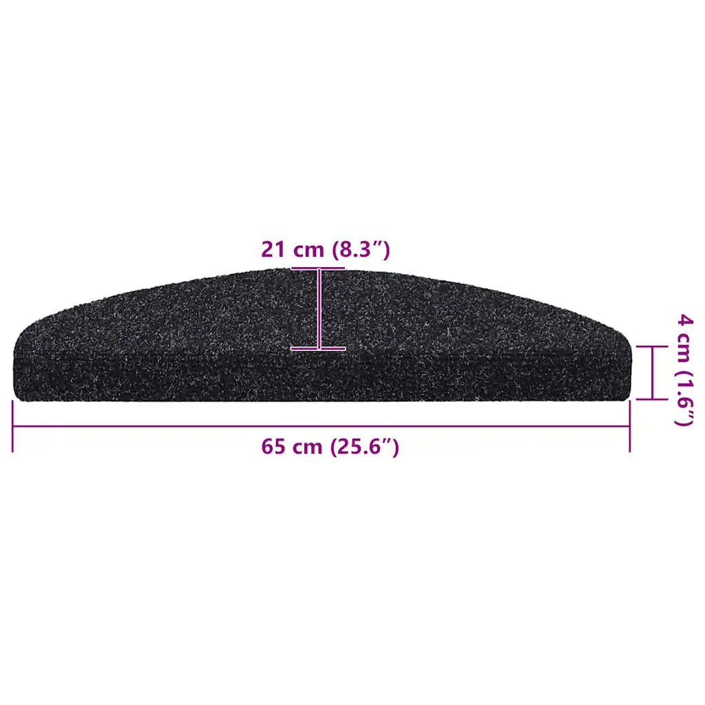 Tappetini per scale autoadesivi 30 pz 65x21x4 cm neri semicircolari grandi 3365657