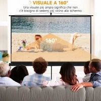 Telo Proiettore Pieghevole da 100" Formato 16:9 con Treppiede Regolabile, 235.8x8x136 cm, Nero