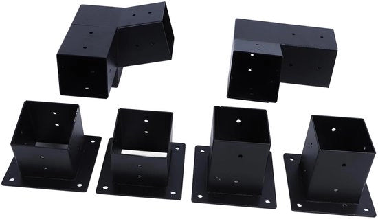 Set di sostegni per pergola da 6 pezzi - Sostegni angolari 21,5 x 21,5 cm - Sostegni superiori 15 x 15 cm - Acciaio inossidabile - Montaggio diretto alla parete - Costruzione duratura - Materiale di fissaggio per pergola